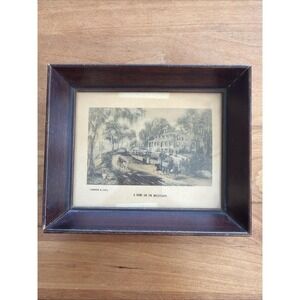 Vintage Currier & Ives "A Home on the‎ Mississippi" Framed Print 6×5 Americana